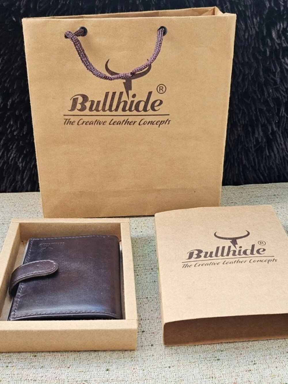 Handmade Wallet Purse Clutch Card Holder Brown Genuine Leather W/ Box & Bag